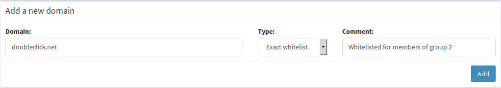 Add a new exact whitelist domain